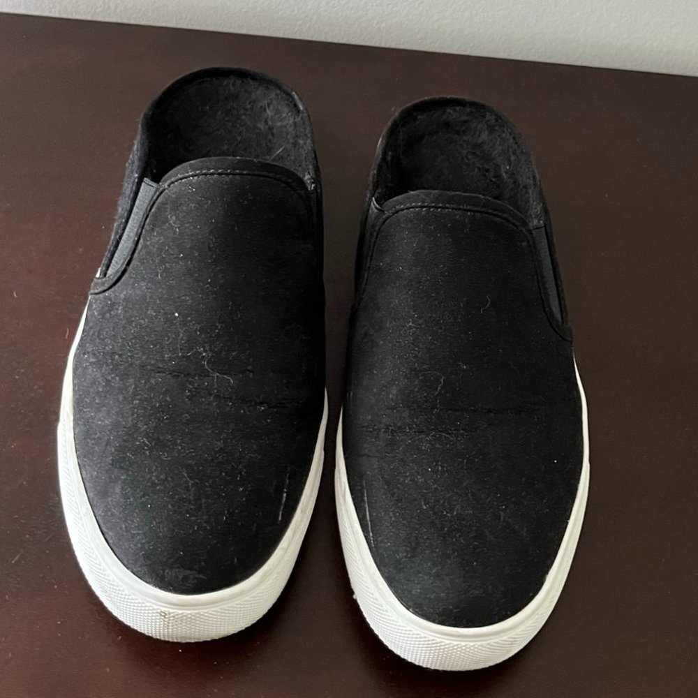 Steve Madden Black Faux Suede Slides 7